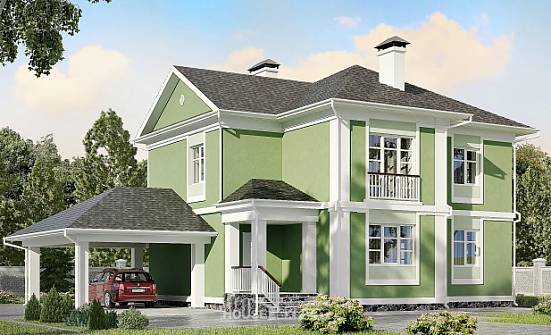 170-001-Л Проект двухэтажного дома, гараж, бюджетный дом из газосиликатных блоков Стародуб | Проекты домов от House Expert