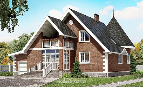 220-002-Л Проект двухэтажного дома мансардой и гаражом, красивый домик из бризолита Жуковка | Проекты домов от House Expert