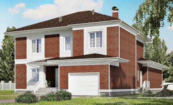 315-001-П Проект двухэтажного дома и гаражом, уютный загородный дом из кирпича Жуковка | Проекты домов от House Expert