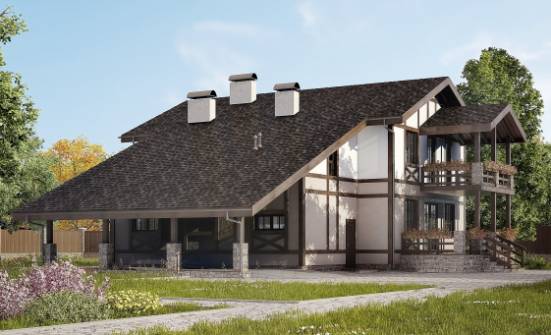 250-002-П Проект двухэтажного дома мансардой и гаражом, современный загородный дом из кирпича Новозыбков | Проекты домов от House Expert