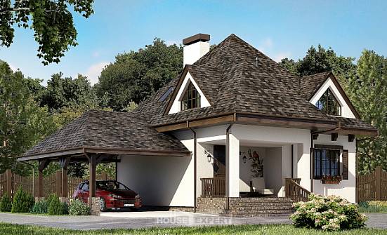110-002-Л Проект двухэтажного дома мансардный этаж, гараж, простой загородный дом из арболита Брянск | Проекты домов от House Expert