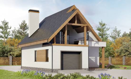 120-005-П Проект двухэтажного дома мансардой, гараж, экономичный загородный дом из бризолита Новозыбков | Проекты домов от House Expert