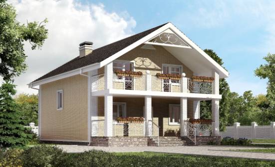 150-007-Л Проект двухэтажного дома с мансардным этажом, красивый дом из теплоблока Карачев | Проекты домов от House Expert