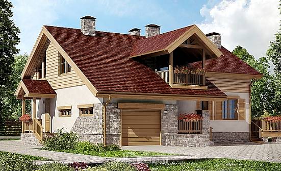 165-002-П Проект двухэтажного дома с мансардным этажом, гараж, классический загородный дом из бризолита Жуковка | Проекты домов от House Expert