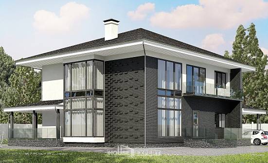 245-002-П Проект двухэтажного дома, гараж, классический загородный дом из газосиликатных блоков Дятьково | Проекты домов от House Expert