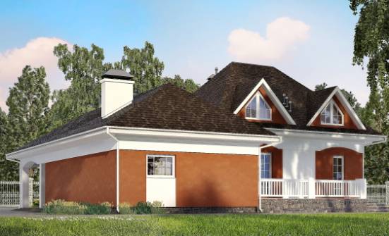 180-007-П Проект двухэтажного дома с мансардой и гаражом, экономичный домик из теплоблока Новозыбков | Проекты домов от House Expert