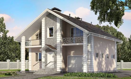 150-002-П Проект двухэтажного дома с мансардой, гараж, скромный загородный дом из бризолита Стародуб | Проекты домов от House Expert