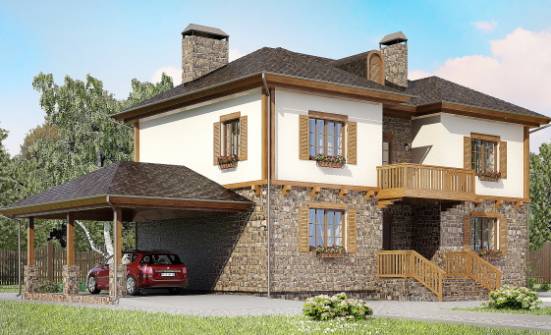 155-006-Л Проект двухэтажного дома, гараж, бюджетный домик из блока Дятьково | Проекты домов от House Expert