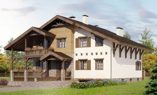 400-004-П Проект трехэтажного дома мансардный этаж и гаражом, просторный коттедж из кирпича Карачев | Проекты домов от House Expert