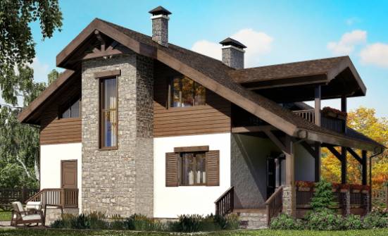 150-004-Л Проект двухэтажного дома мансардный этаж, уютный загородный дом из арболита Жуковка | Проекты домов от House Expert