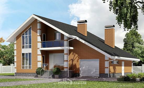 190-006-П Проект двухэтажного дома с мансардным этажом, гараж, просторный коттедж из блока Карачев | Проекты домов от House Expert