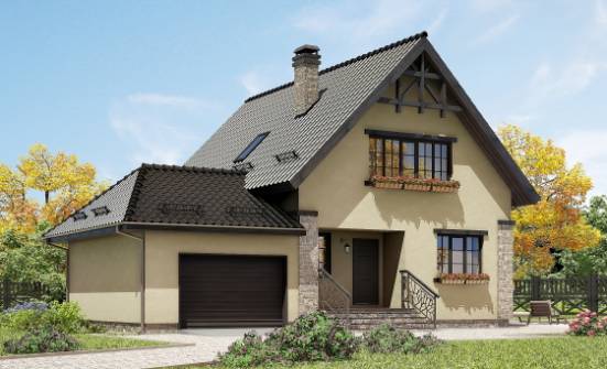 160-005-Л Проект двухэтажного дома с мансардой и гаражом, простой домик из бризолита Карачев | Проекты домов от House Expert