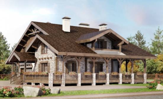 340-003-П Проект двухэтажного дома мансардный этаж и гаражом, уютный домик из кирпича Жуковка | Проекты домов от House Expert