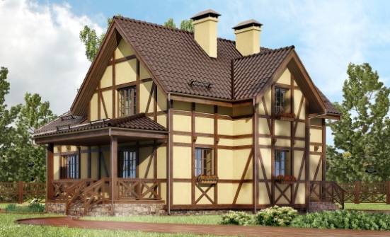 160-003-П Проект двухэтажного дома с мансардой, бюджетный коттедж из блока Карачев | Проекты домов от House Expert