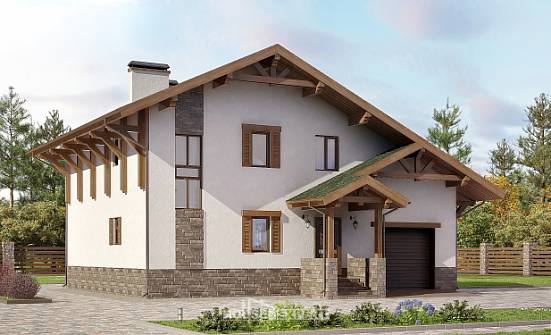190-007-П Проект двухэтажного дома мансардный этаж, гараж, средний домик из кирпича Жуковка | Проекты домов от House Expert