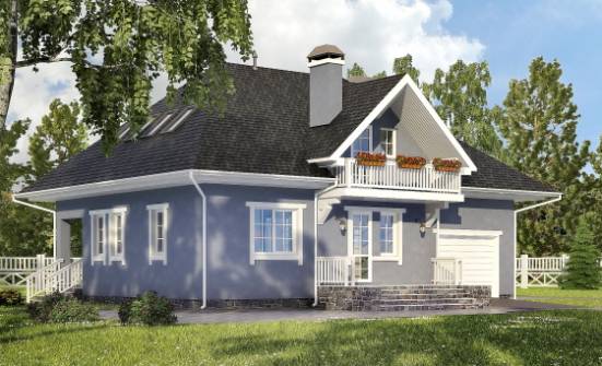 200-001-П Проект двухэтажного дома с мансардой, гараж, уютный загородный дом из твинблока Стародуб | Проекты домов от House Expert