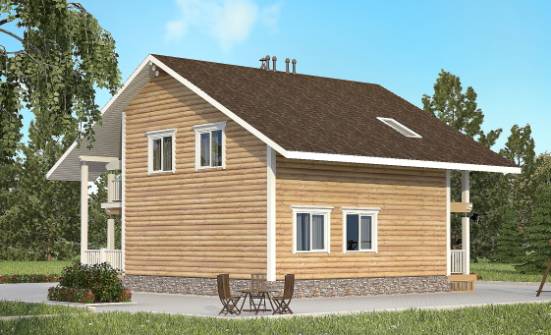 130-001-П Проект двухэтажного дома мансардой, недорогой коттедж из бревен Жуковка | Проекты домов от House Expert