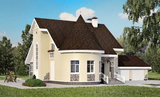 275-001-Л Проект двухэтажного дома мансардный этаж и гаражом, классический загородный дом из кирпича Новозыбков | Проекты домов от House Expert