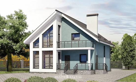 170-006-П Проект двухэтажного дома мансардой, экономичный коттедж из бризолита Дятьково | Проекты домов от House Expert