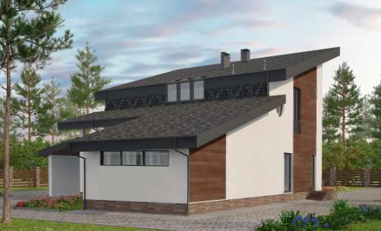 230-001-П Проект двухэтажного дома мансардой, современный домик из кирпича Клинцы | Проекты домов от House Expert