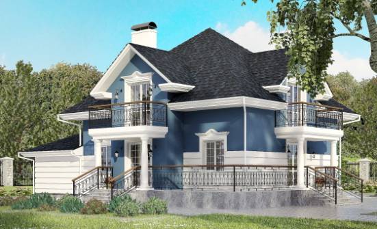 180-002-П Проект двухэтажного дома мансардой, гараж, классический загородный дом из кирпича Новозыбков | Проекты домов от House Expert