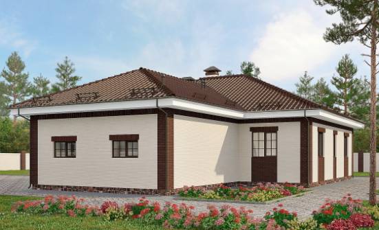 160-015-П Проект одноэтажного дома и гаражом, классический коттедж из бризолита Карачев | Проекты одноэтажных домов от House Expert