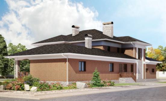 520-002-Л Проект трехэтажного дома и гаражом, классический дом из бризолита Брянск | Проекты домов от House Expert