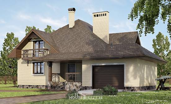 275-003-П Проект двухэтажного дома с мансардным этажом, гараж, красивый домик из кирпича Стародуб | Проекты домов от House Expert