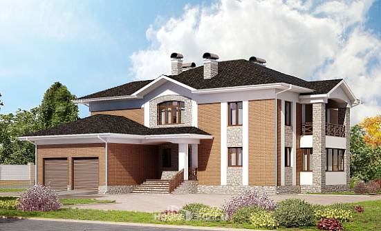 520-002-Л Проект трехэтажного дома и гаражом, классический дом из бризолита Брянск | Проекты домов от House Expert
