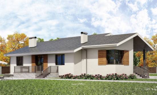 135-002-П Проект одноэтажного дома, гараж, красивый домик из керамзитобетонных блоков Клинцы | Проекты домов от House Expert