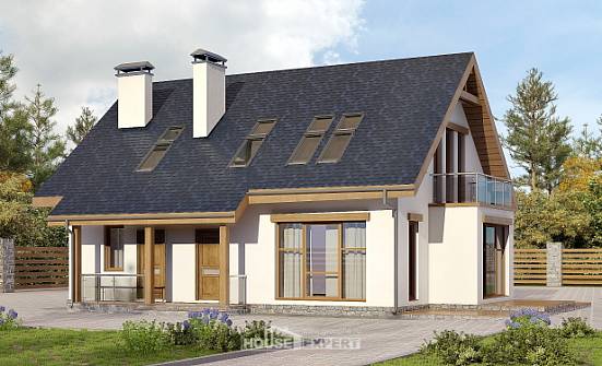 155-012-П Проект двухэтажного дома мансардный этаж, уютный дом из бризолита Унеча | Проекты домов от House Expert