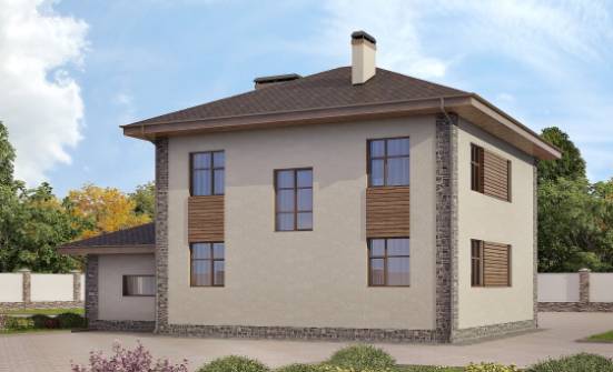 185-004-П Проект двухэтажного дома и гаражом, современный дом из керамзитобетонных блоков Брянск | Проекты домов от House Expert