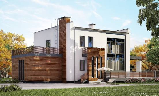 220-003-П Проект двухэтажного дома, гараж, простой коттедж из бризолита Брянск | Проекты домов от House Expert