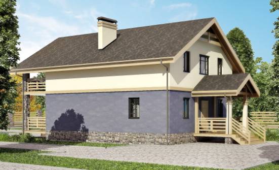160-010-П Проект двухэтажного дома с мансардой, бюджетный коттедж из твинблока Клинцы | Проекты домов от House Expert