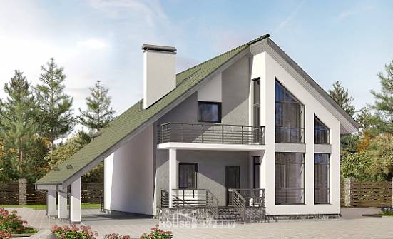 170-009-Л Проект двухэтажного дома мансардный этаж, гараж, доступный коттедж из пеноблока Клинцы | Проекты домов от House Expert