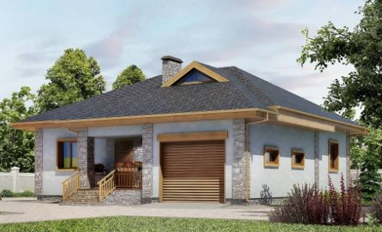 130-006-П Проект одноэтажного дома и гаражом, компактный загородный дом из бризолита Дятьково | Проекты домов от House Expert