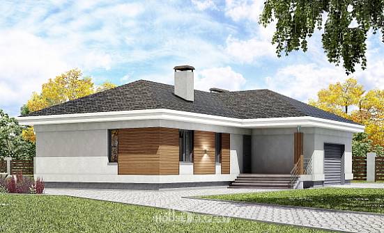 165-001-П Проект одноэтажного дома, гараж, экономичный коттедж из теплоблока Брянск | Проекты домов от House Expert