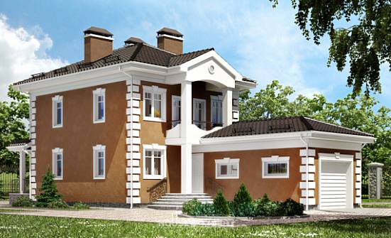 150-006-П Проект двухэтажного дома, гараж, доступный загородный дом из арболита Стародуб | Проекты домов от House Expert