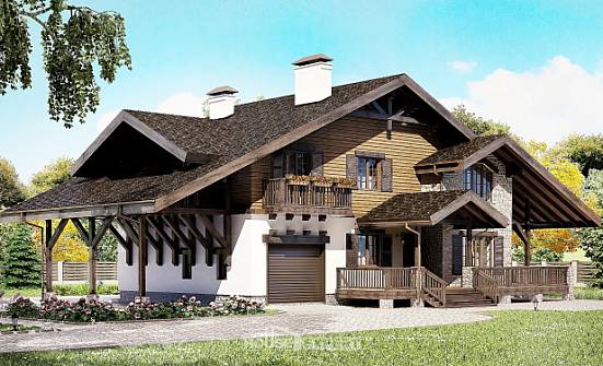 270-001-Л Проект двухэтажного дома с мансардным этажом, гараж, современный домик из кирпича Новозыбков | Проекты домов от House Expert
