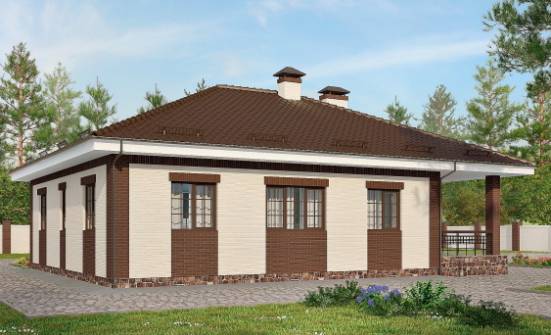160-015-П Проект одноэтажного дома и гаражом, классический коттедж из бризолита Карачев | Проекты домов от House Expert