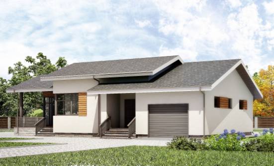 135-002-П Проект одноэтажного дома, гараж, красивый домик из керамзитобетонных блоков Клинцы | Проекты одноэтажных домов от House Expert