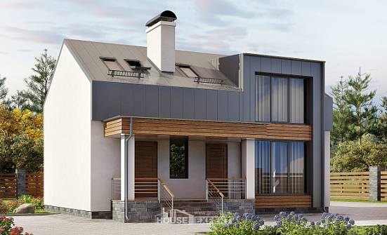 120-004-П Проект двухэтажного дома с мансардой, недорогой дом из бризолита Стародуб | Проекты домов от House Expert