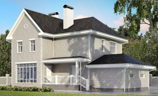 190-001-Л Проект двухэтажного дома и гаражом, средний домик из кирпича Новозыбков | Проекты домов от House Expert