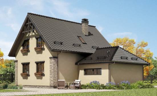 160-005-Л Проект двухэтажного дома с мансардой и гаражом, простой домик из бризолита Карачев | Проекты домов от House Expert