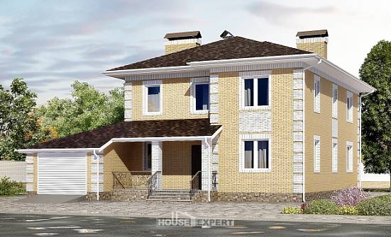 220-006-Л Проект двухэтажного дома и гаражом, уютный дом из твинблока, Жуковка