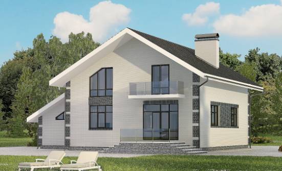 180-001-П Проект двухэтажного дома мансардный этаж, гараж, небольшой загородный дом из твинблока, Клинцы