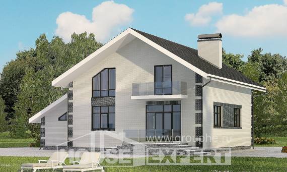 180-001-П Проект двухэтажного дома мансардный этаж, гараж, современный загородный дом из блока, Карачев