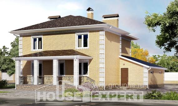 220-006-Л Проект двухэтажного дома и гаражом, простой домик из пеноблока, Унеча