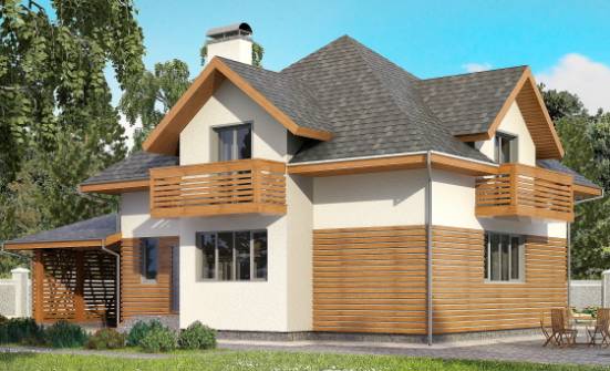 155-004-П Проект двухэтажного дома мансардный этаж и гаражом, скромный домик из теплоблока, Брянск