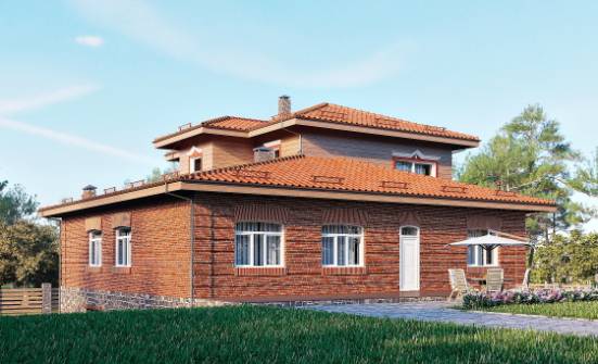 380-002-Л Проект трехэтажного дома и гаражом, просторный домик из кирпича, Жуковка